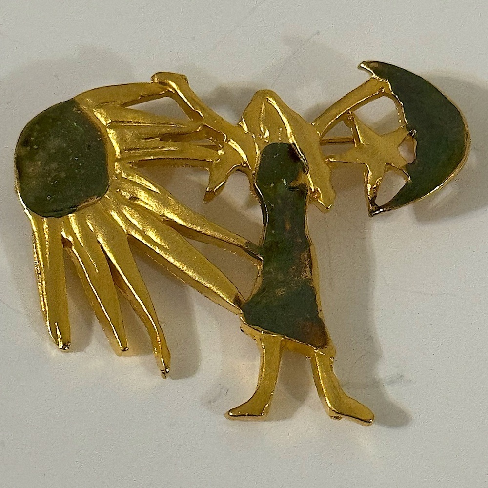 Art Deco Style Celestial Brooch -vintage Jonette Jewelry- Whimsical